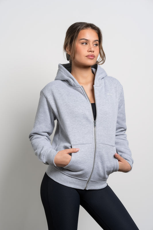Grey Essential Oversized Full Zip Hoodie - for dame - Famme - Hoodie
