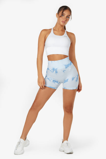 Light Blue Tie Dye Scrunch Shorts