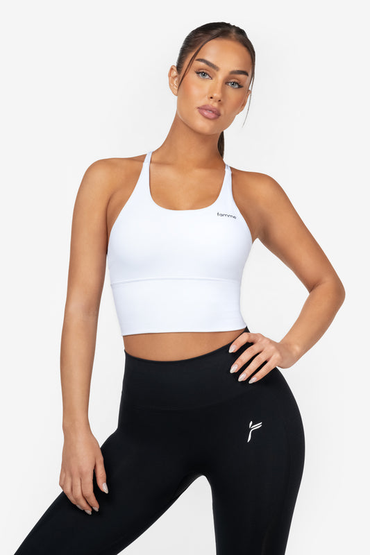 White Extended Sports Bra