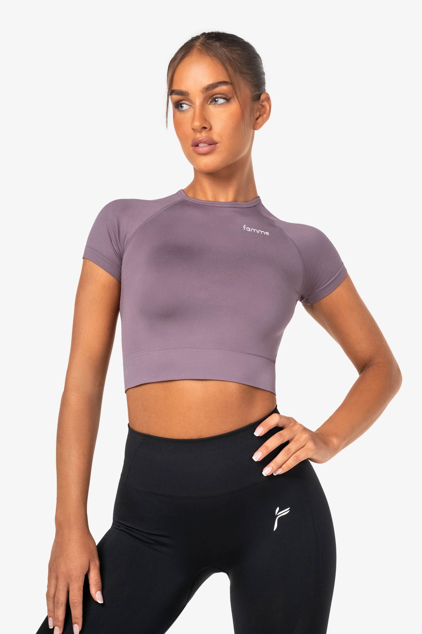 Purple Seamless Cropped T-Shirt - for dame - Famme - T-Shirt